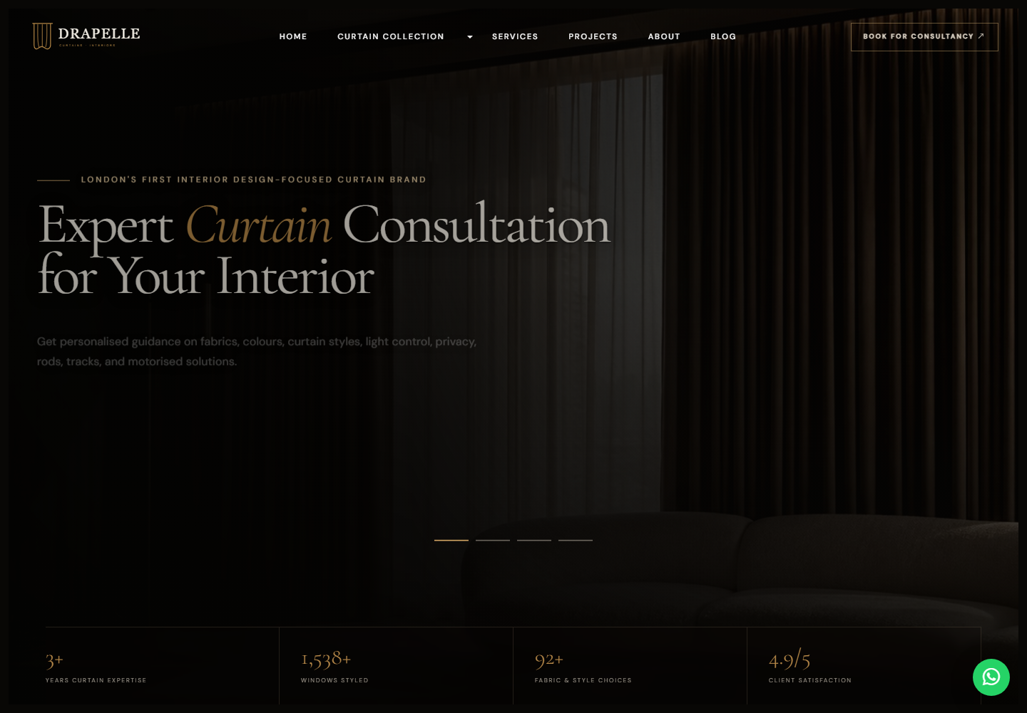 Drapelle luxury curtain website template preview