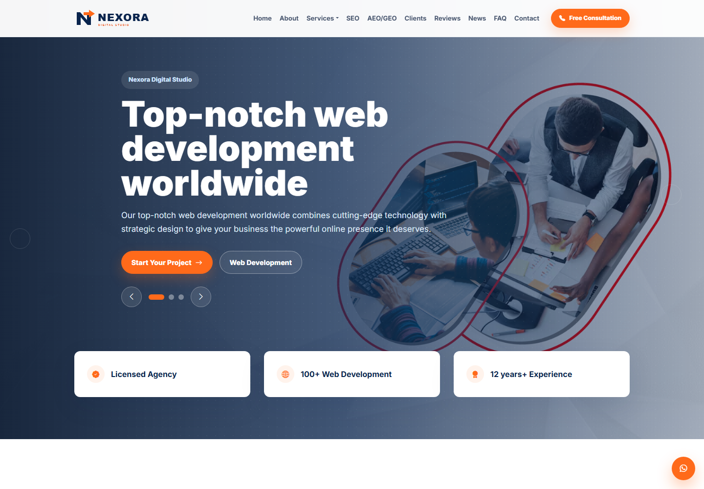 Nexora IT and digital transformation website template preview